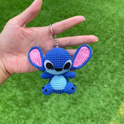 Handmade Crochet Stitch Keychain - Lilo & Stitch Charm