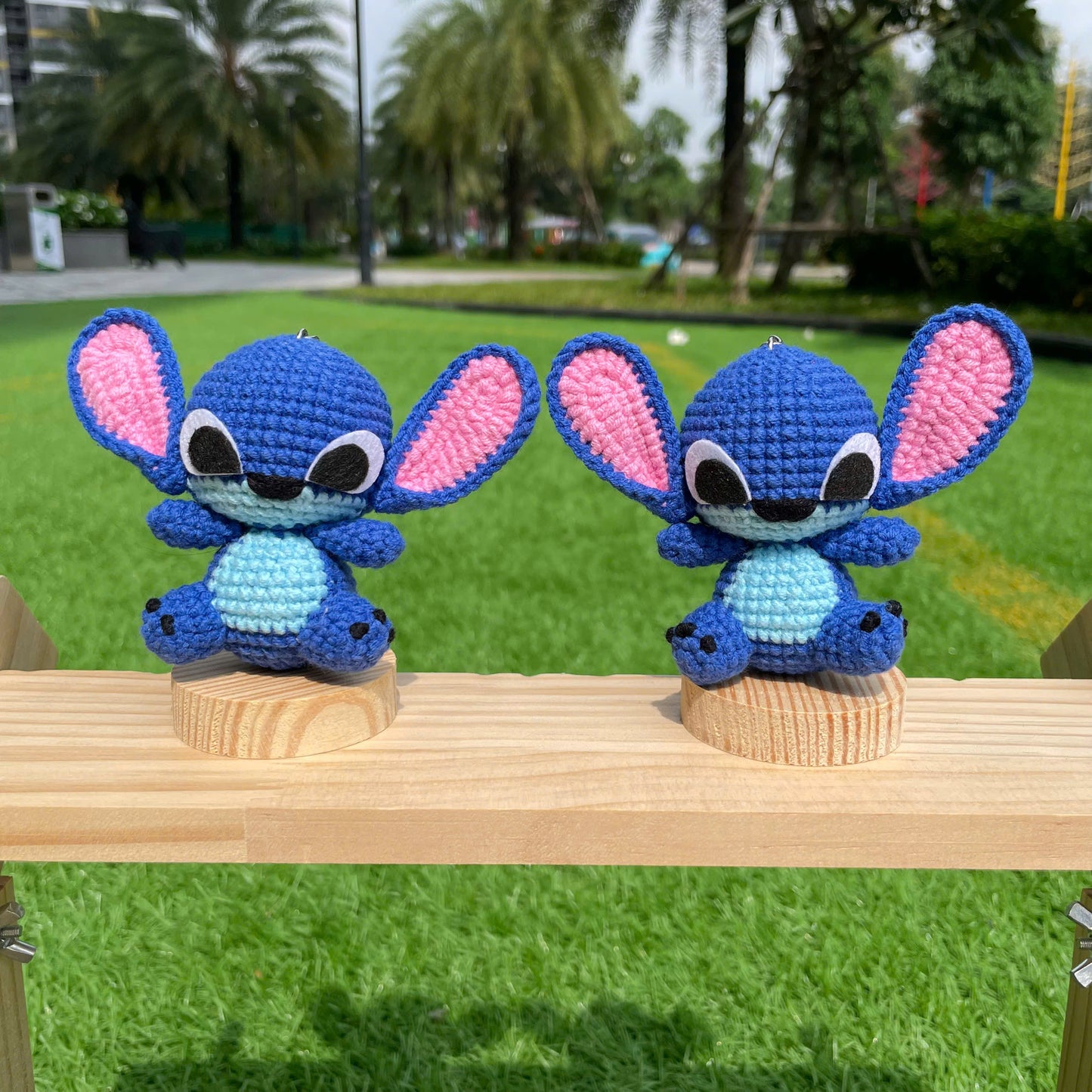 Handmade Crochet Stitch Keychain - Lilo & Stitch Charm