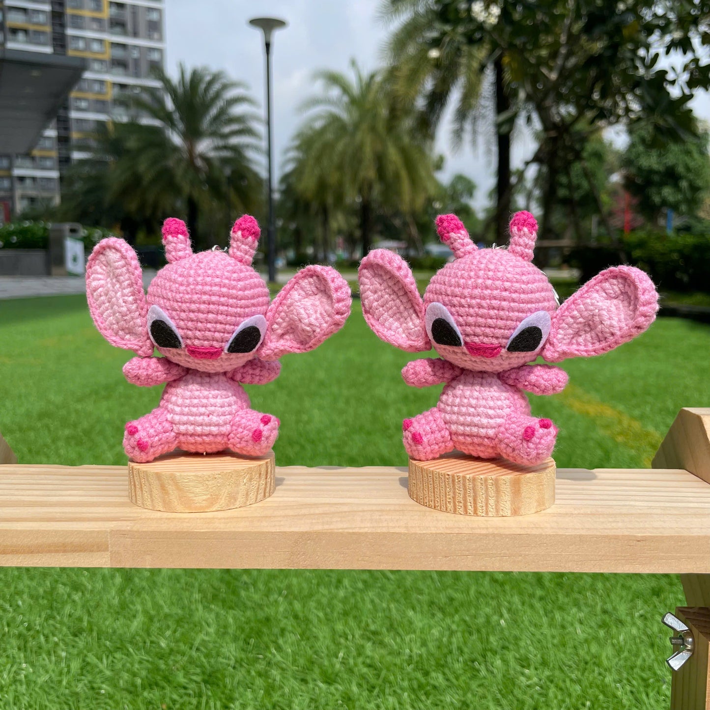 Handmade Crochet Stitch Keychain - Lilo & Stitch Charm