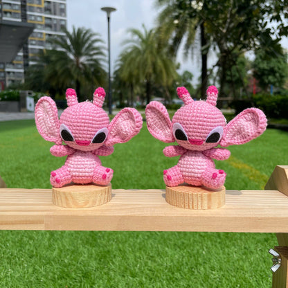 Handmade Crochet Stitch Keychain - Lilo & Stitch Charm