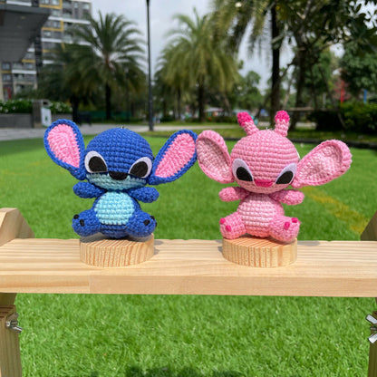 Handmade Crochet Stitch Keychain - Lilo & Stitch Charm