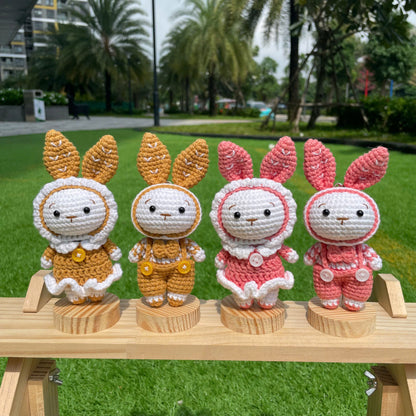 Handmade Crochet Bunny Couple Keychain