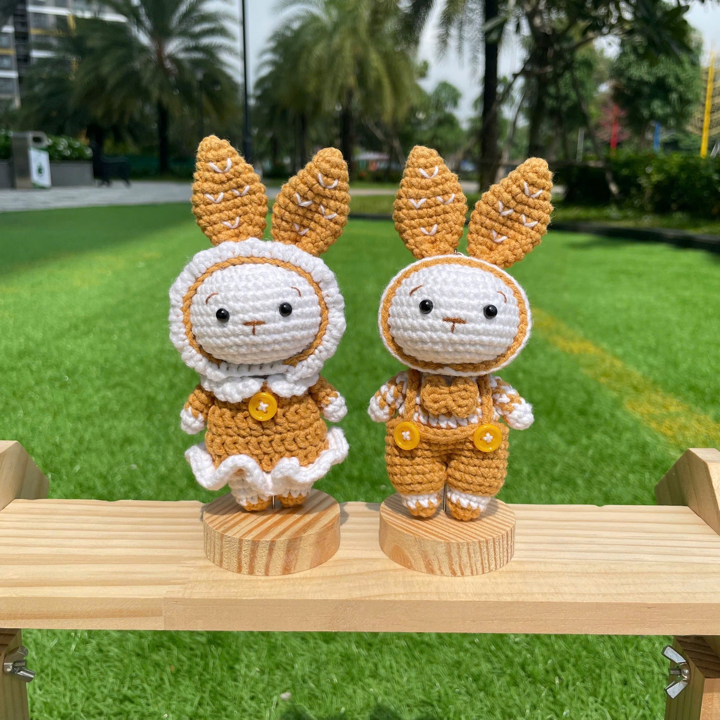 Handmade Crochet Bunny Couple Keychain