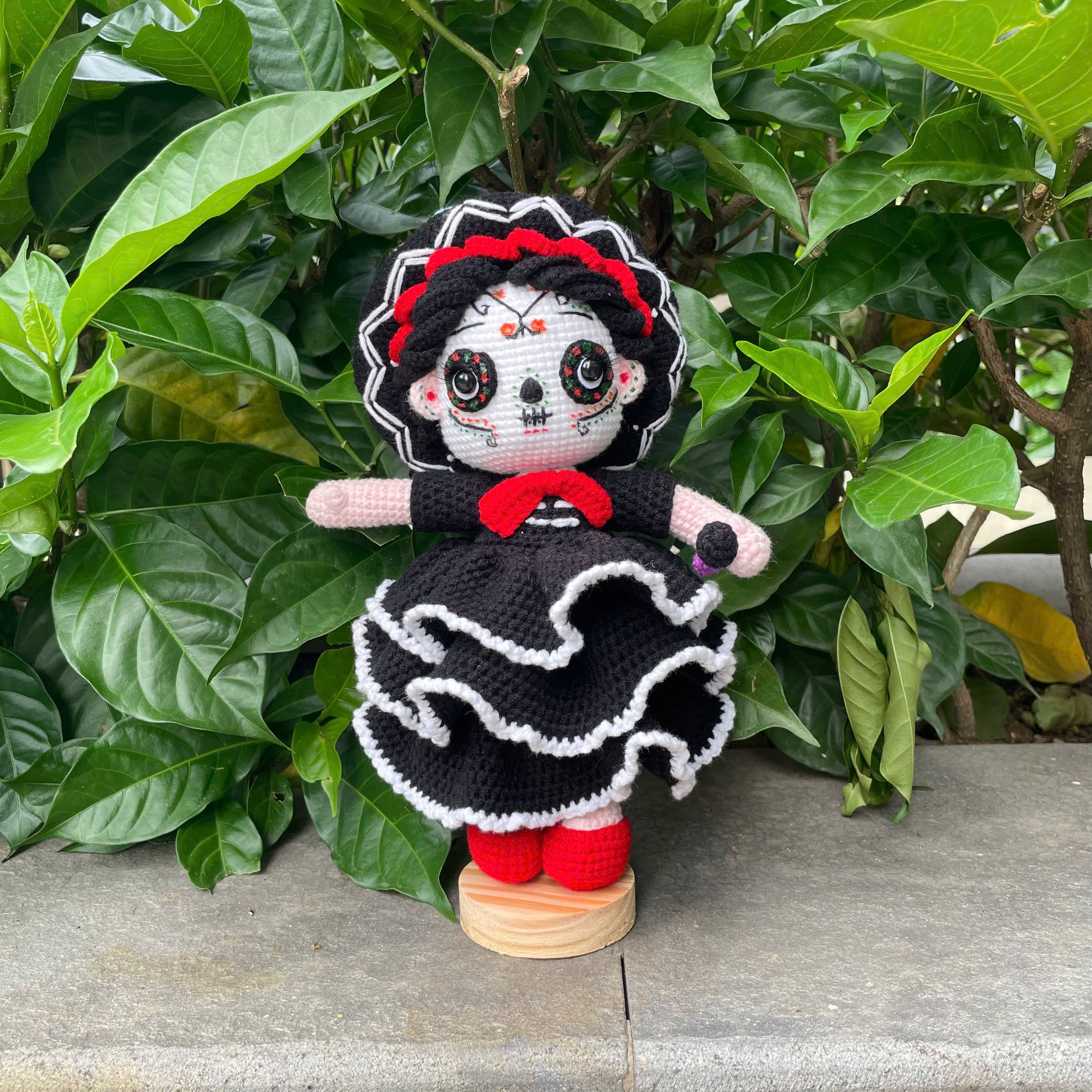 Handmade Crochet Halloween Mexican Singer Doll