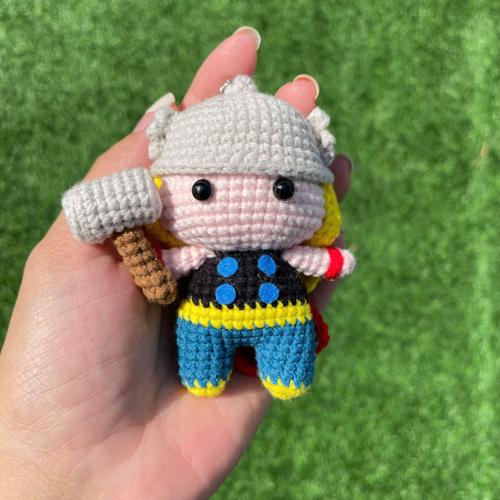 Handmade Crochet Captain America Superhero Small Keychain