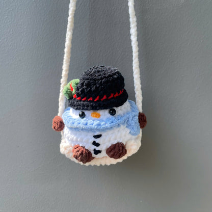 Handmade Crochet Christmas Penguin Car Hanging
