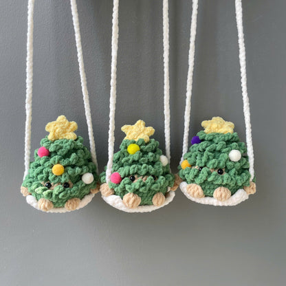 Handmade Crochet Christmas Penguin Car Hanging