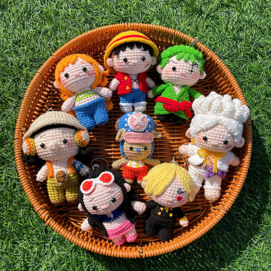 Handmade Crochet One Piece Keychain - Luffy, Naomi, Zoro, Sanji, Boa, Usopp, Chopper, Gear5