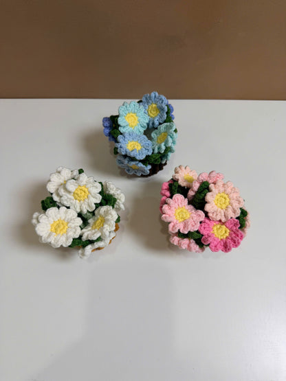 Handmade Crochet Flower Pot Coaster - Daisy