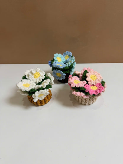 Handmade Crochet Flower Pot Coaster - Daisy