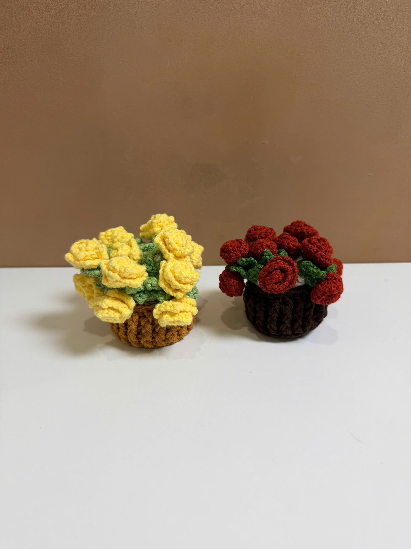 Handmade Crochet Flower Pot Coaster - Rose