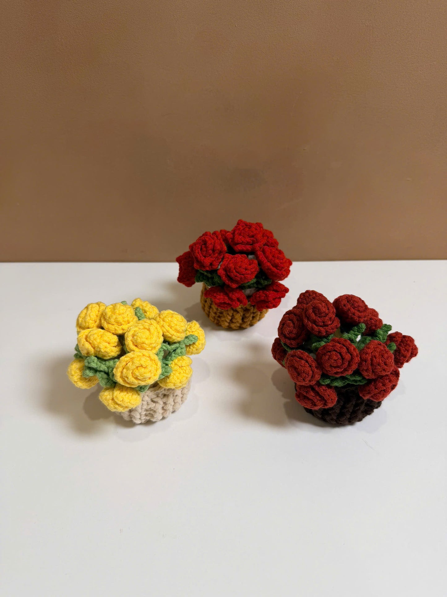Handmade Crochet Flower Pot Coaster - Rose