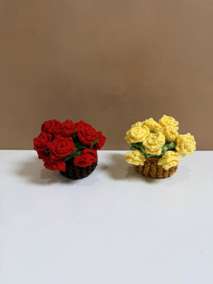 Handmade Crochet Flower Pot Coaster - Rose
