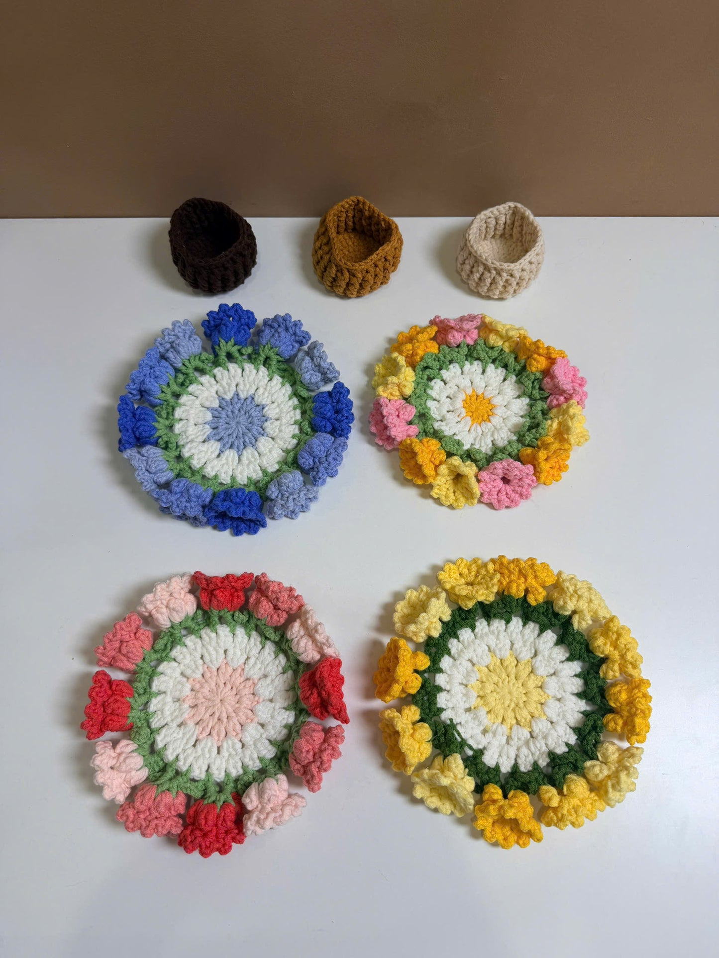 Handmade Crochet Flower Pot Coaster - Lily of the Valley
