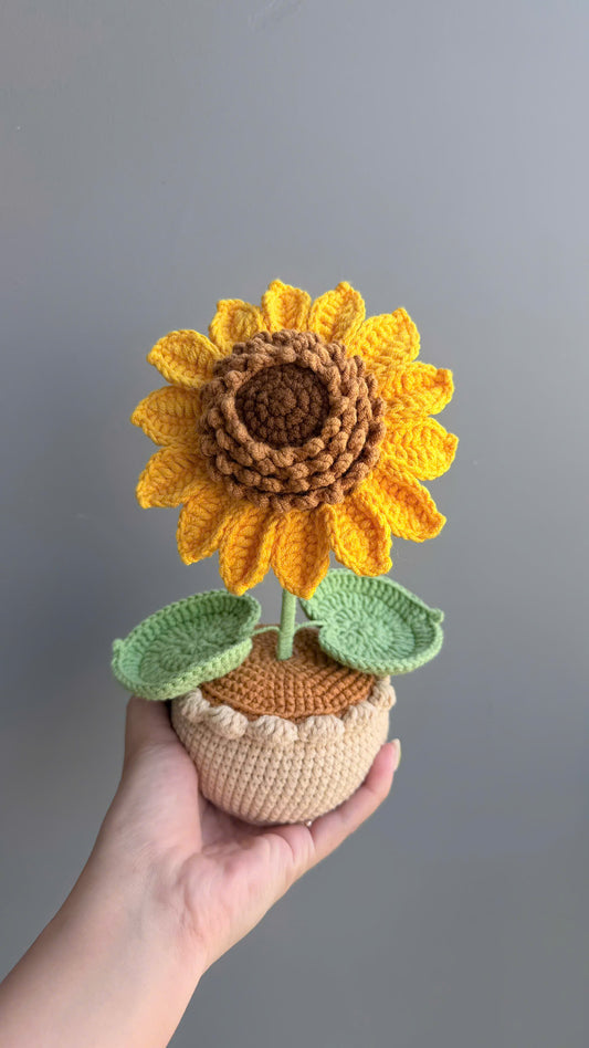 Handmade Crochet Sunflower Pot