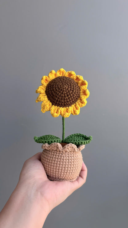 Handmade Crochet Sunflower Pot