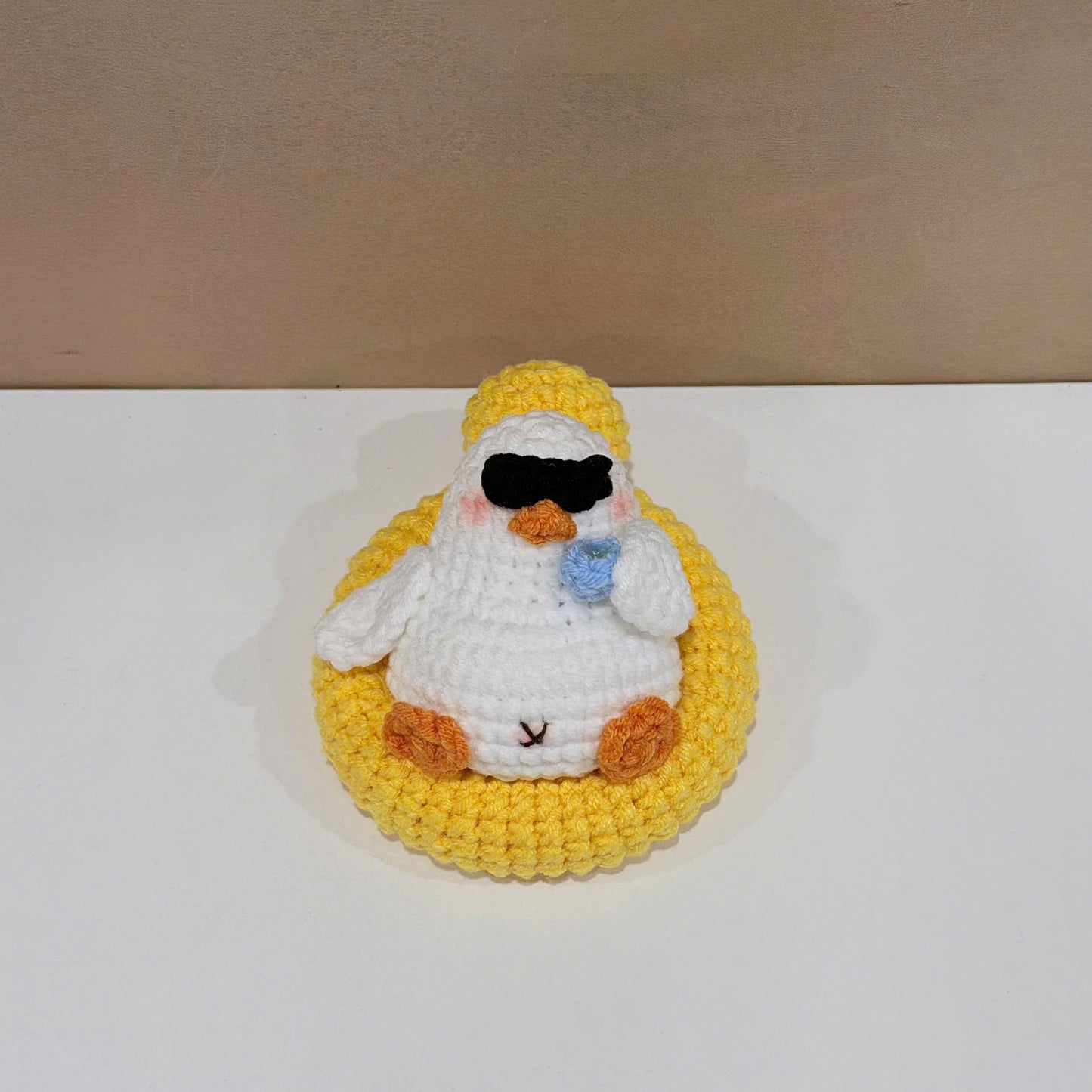 Handmade Crochet Lazy Duck Keychain