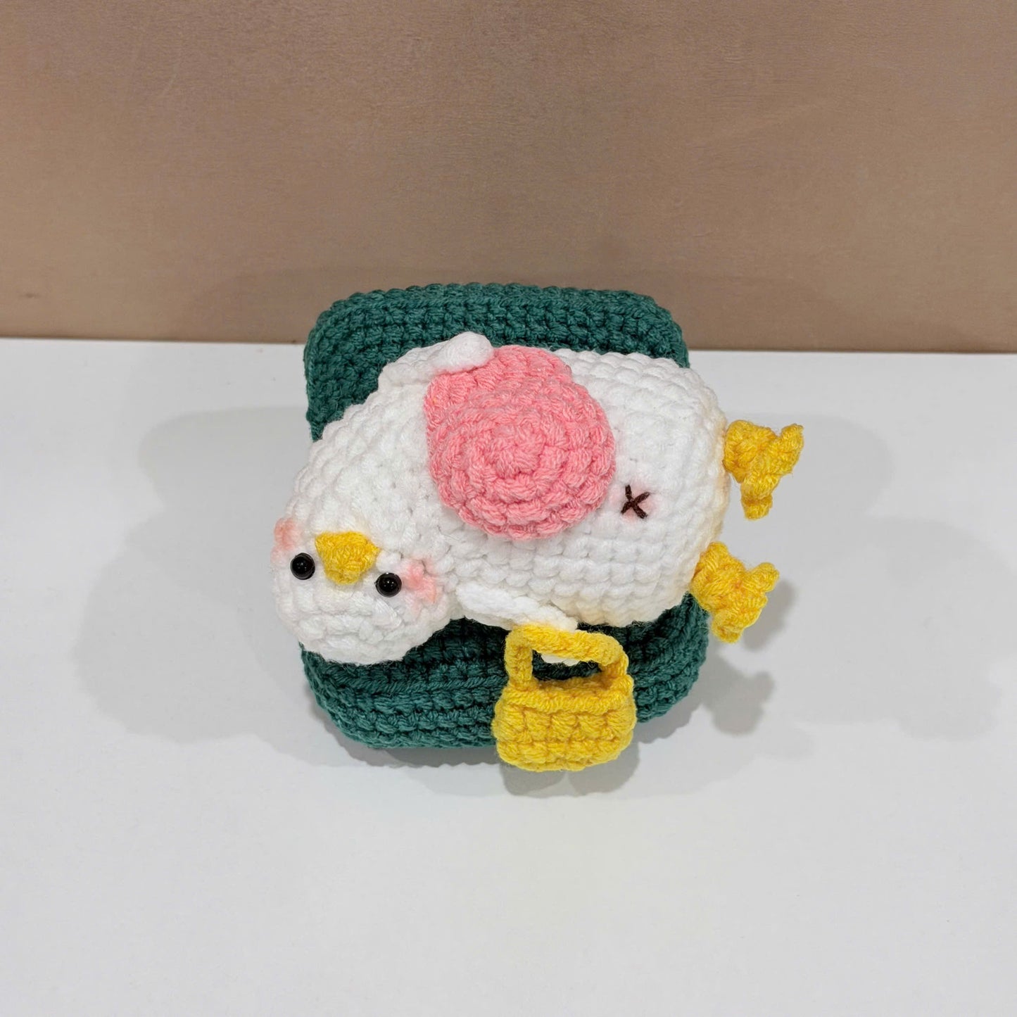 Handmade Crochet Lazy Duck Keychain