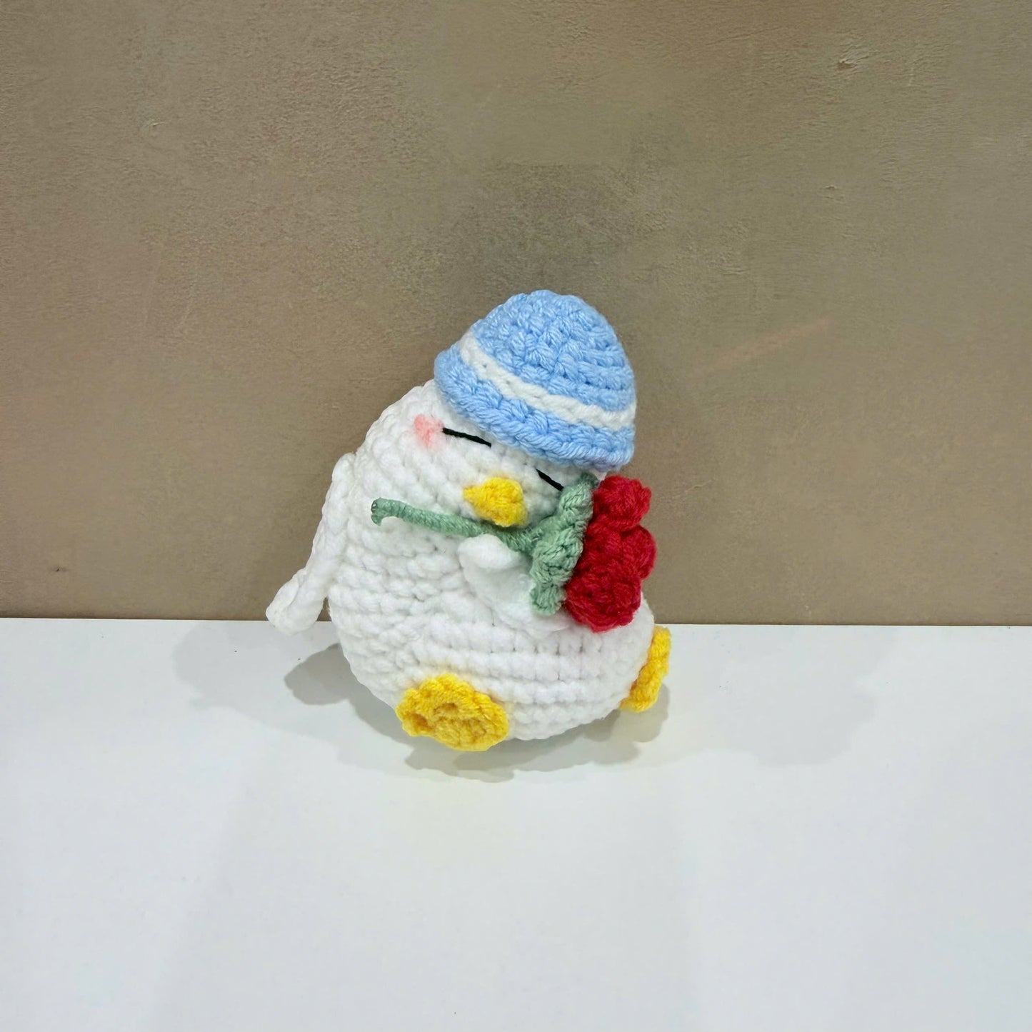 Handmade Crochet Lazy Duck Keychain