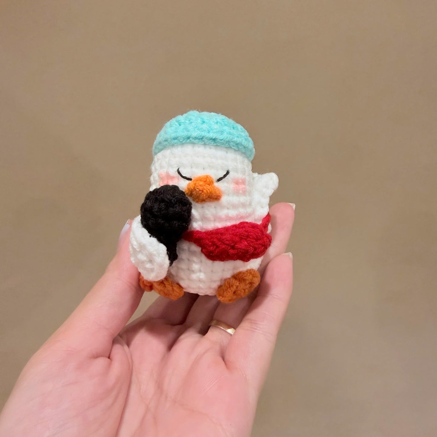 Handmade Crochet Lazy Duck Keychain